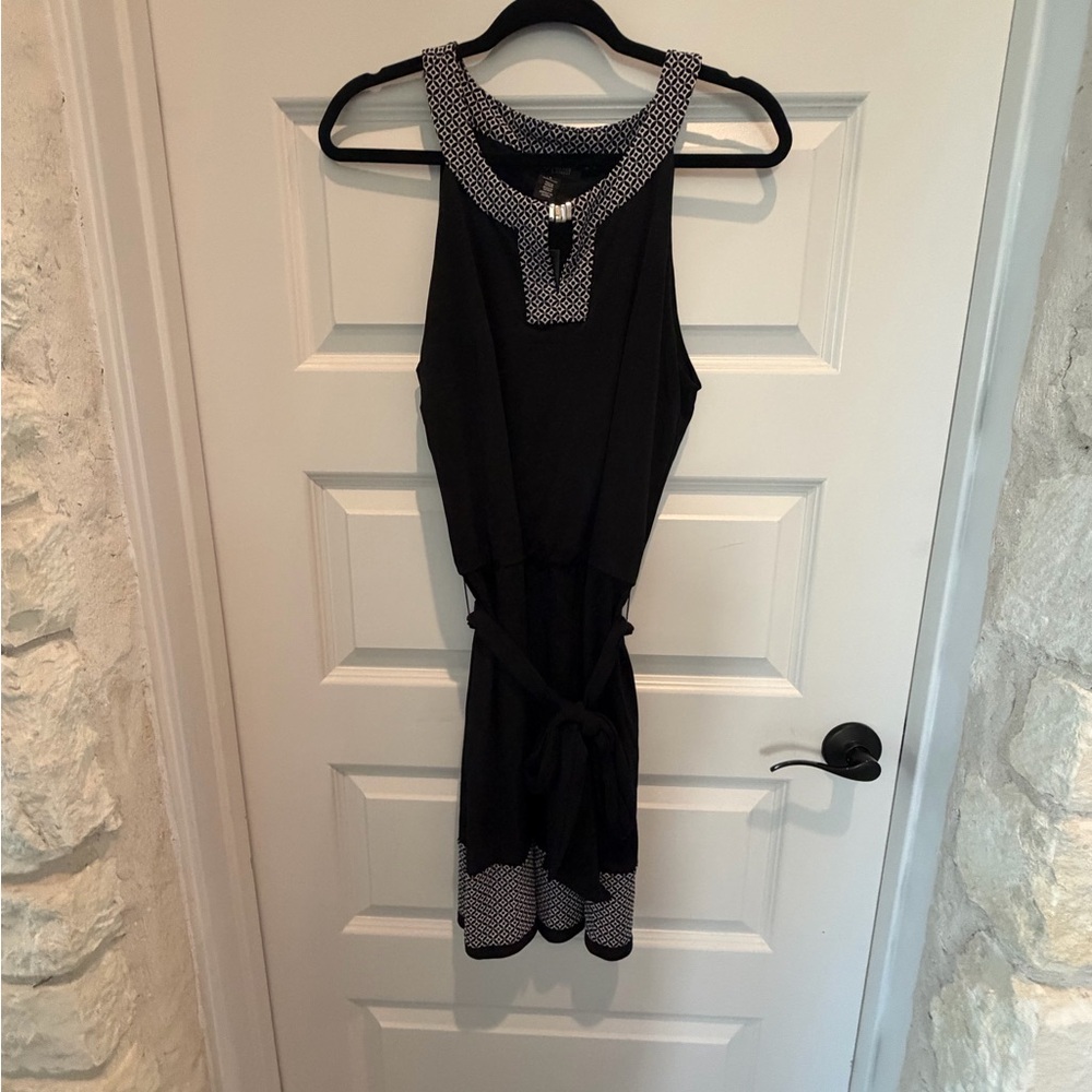 White House Black Market Black Dress with White Trim